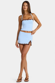 Oh Polly Waverly mini jupe modal bleu arctique