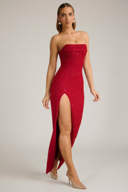 Oh Polly Embellished La Rochette 6750 robe maxi rouge perles