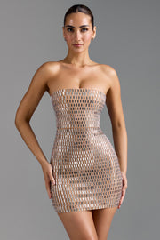 Oh Polly Aurora robe bandeau mini miel strass