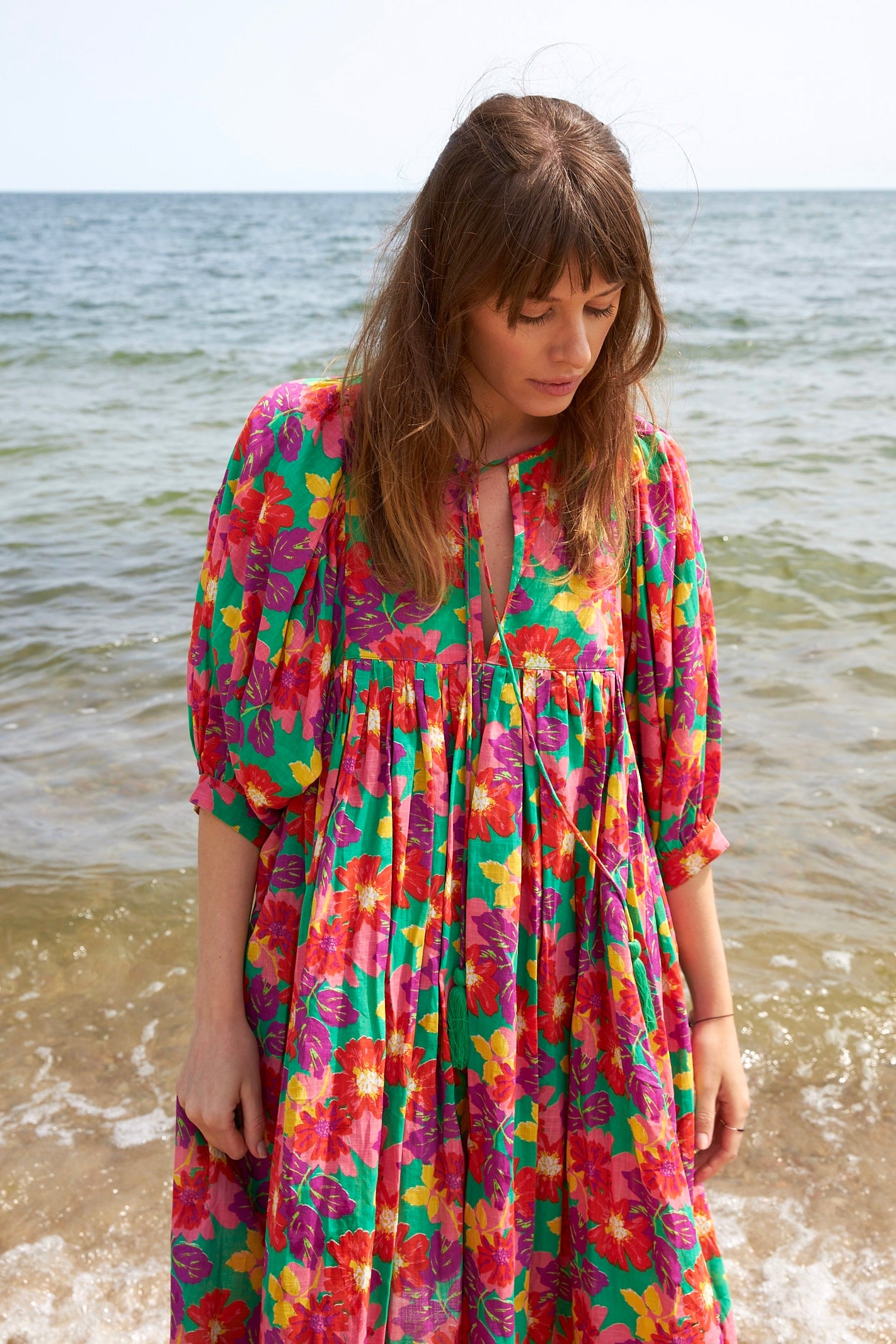 Chicosoleil Robes Nikita robe vert Jaipur coton