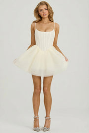 Oh Polly Embellished Eugenie robe mini blanche corset perles