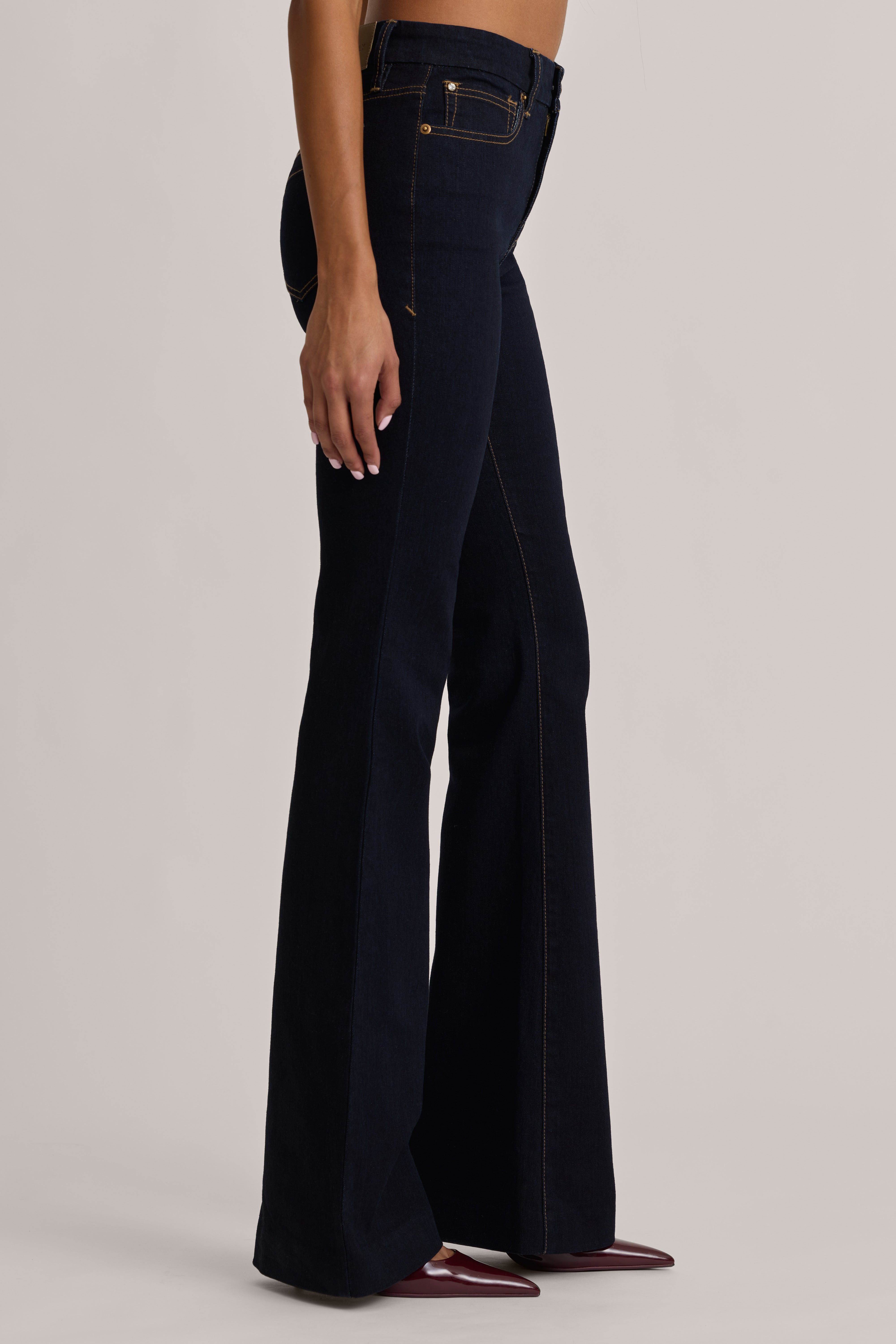 Oh Polly Lola Jean Flare Taille Haute bleu foncé