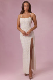 Oh Polly Celinea Robe Maxi Fleurs Perle Fendue