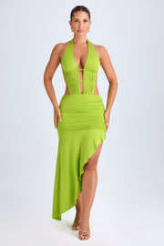 Oh Polly Manami robe verte citron découpes asymétrique