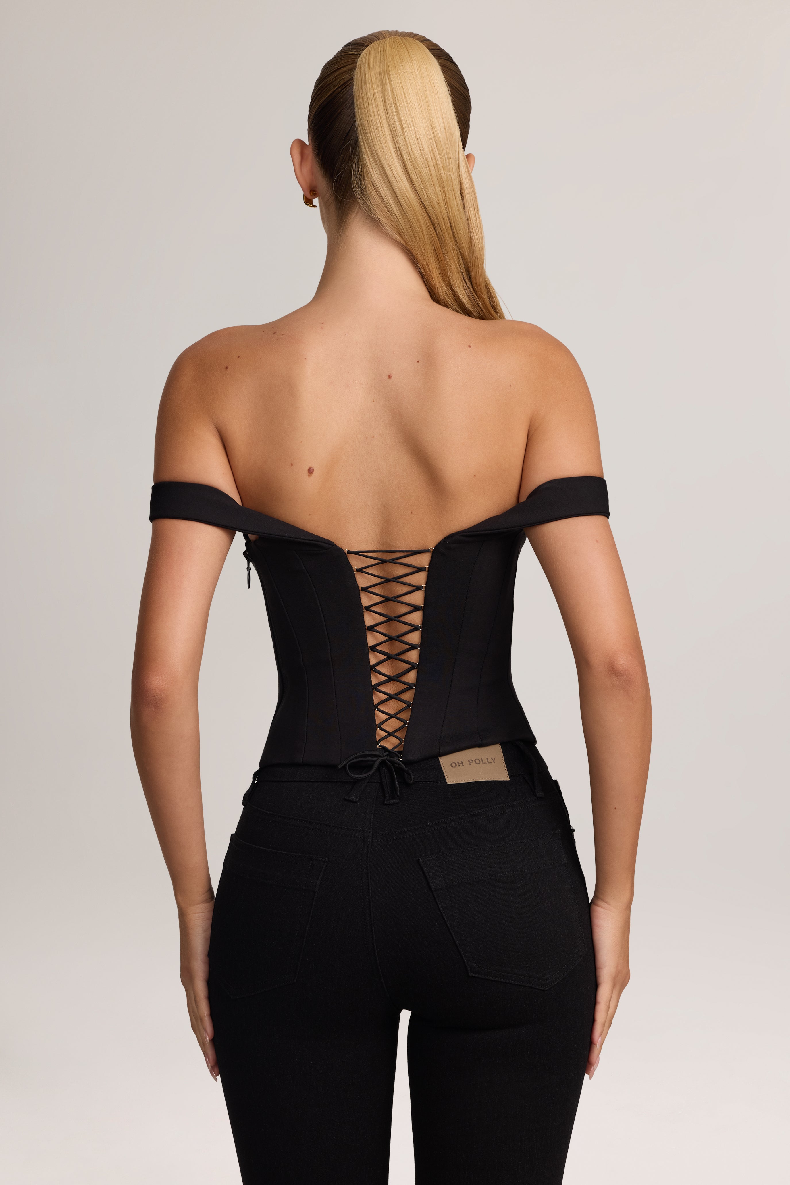 Oh Polly Jenn 16483 top corset bardot noir 8