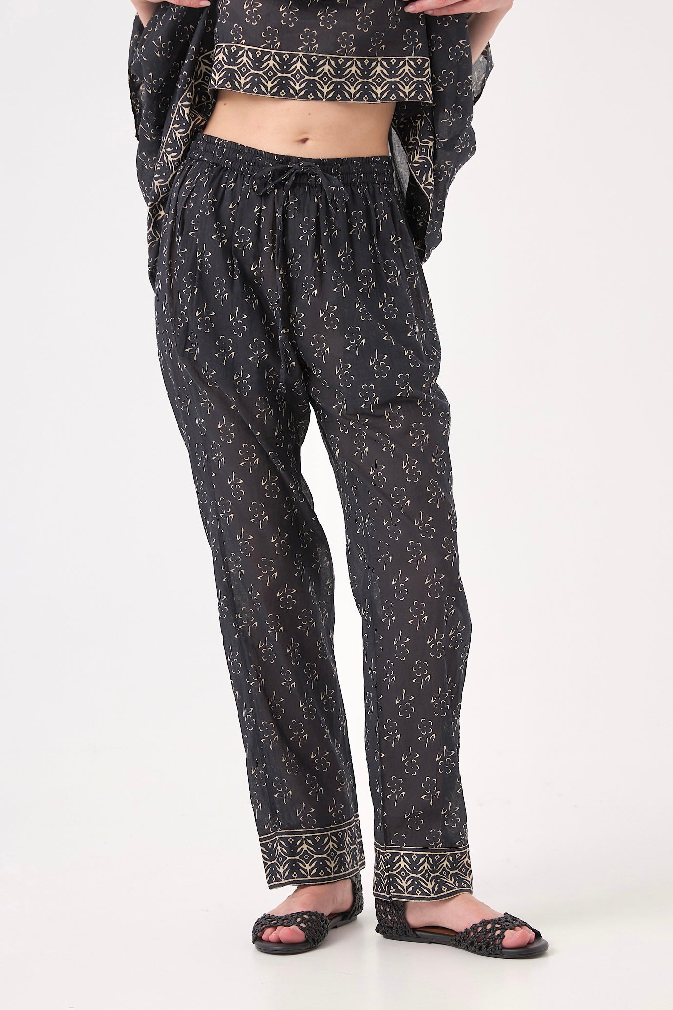 Chicosoleil Bernie pantalon fluide fleurs vagabondes 100% coton