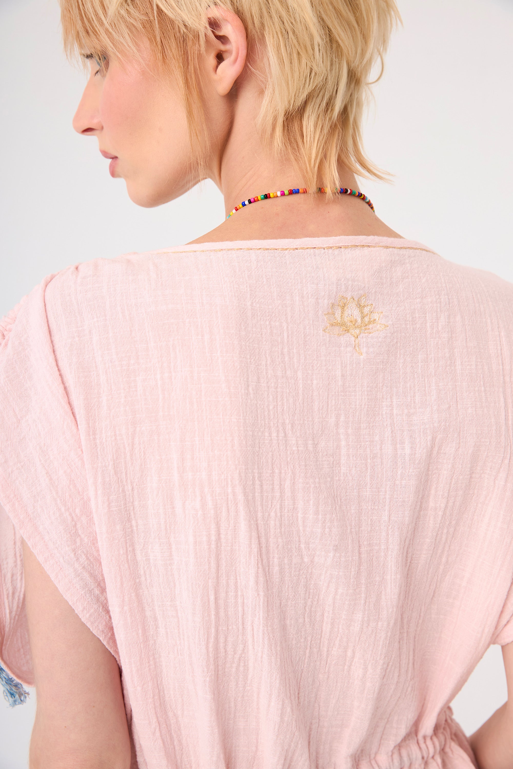 Chicosoleil Robes Callie robe courte rose coton slub