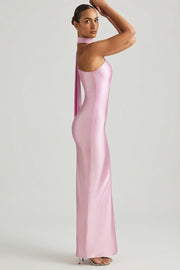 Oh Polly Sheril 13767 robe longue satin rose asymétrique