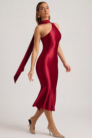 Oh Polly Shaya 11995 Robe midaxi rouge asymétrique