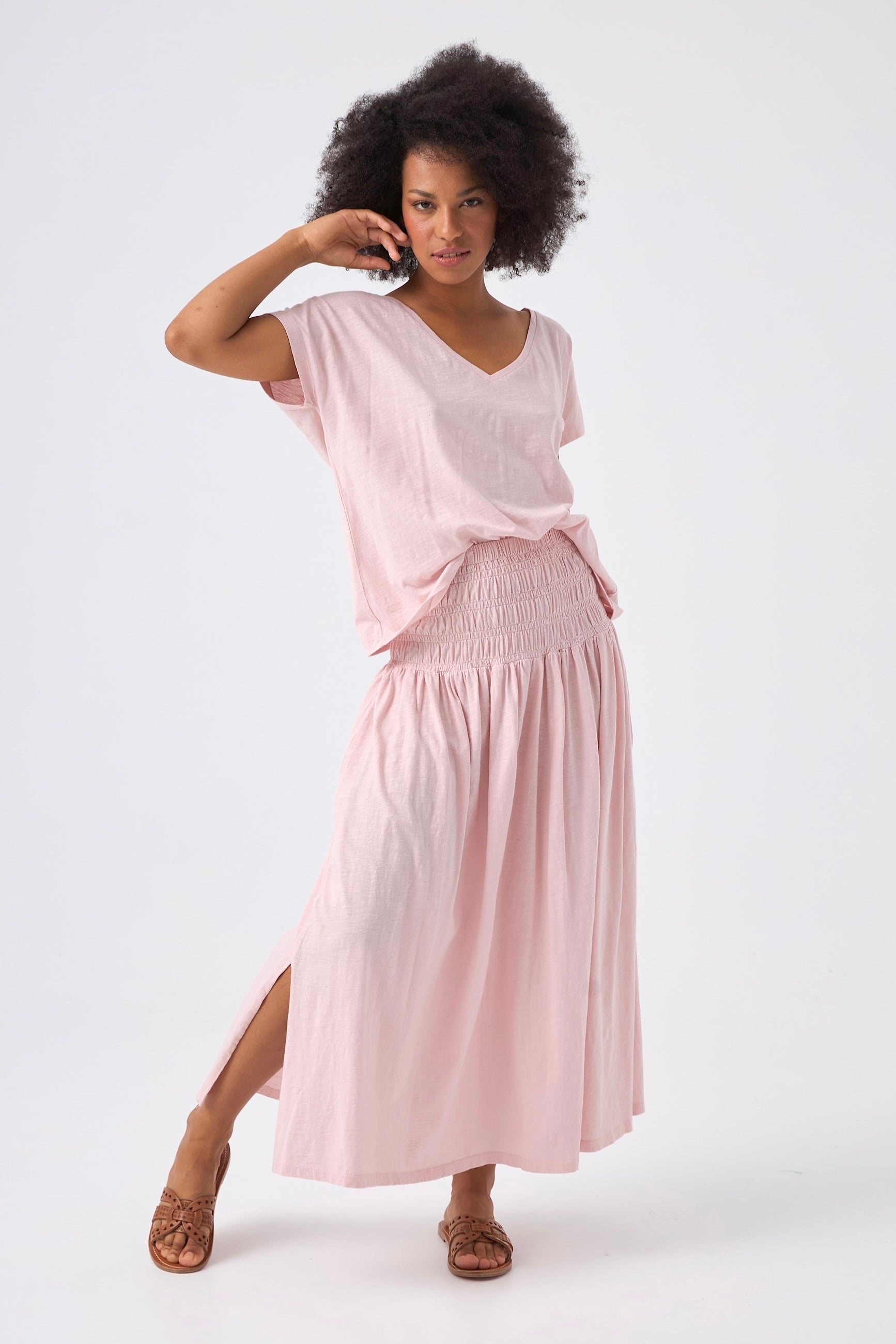 Chicosoleil Wendy jupe longue coton rose romance