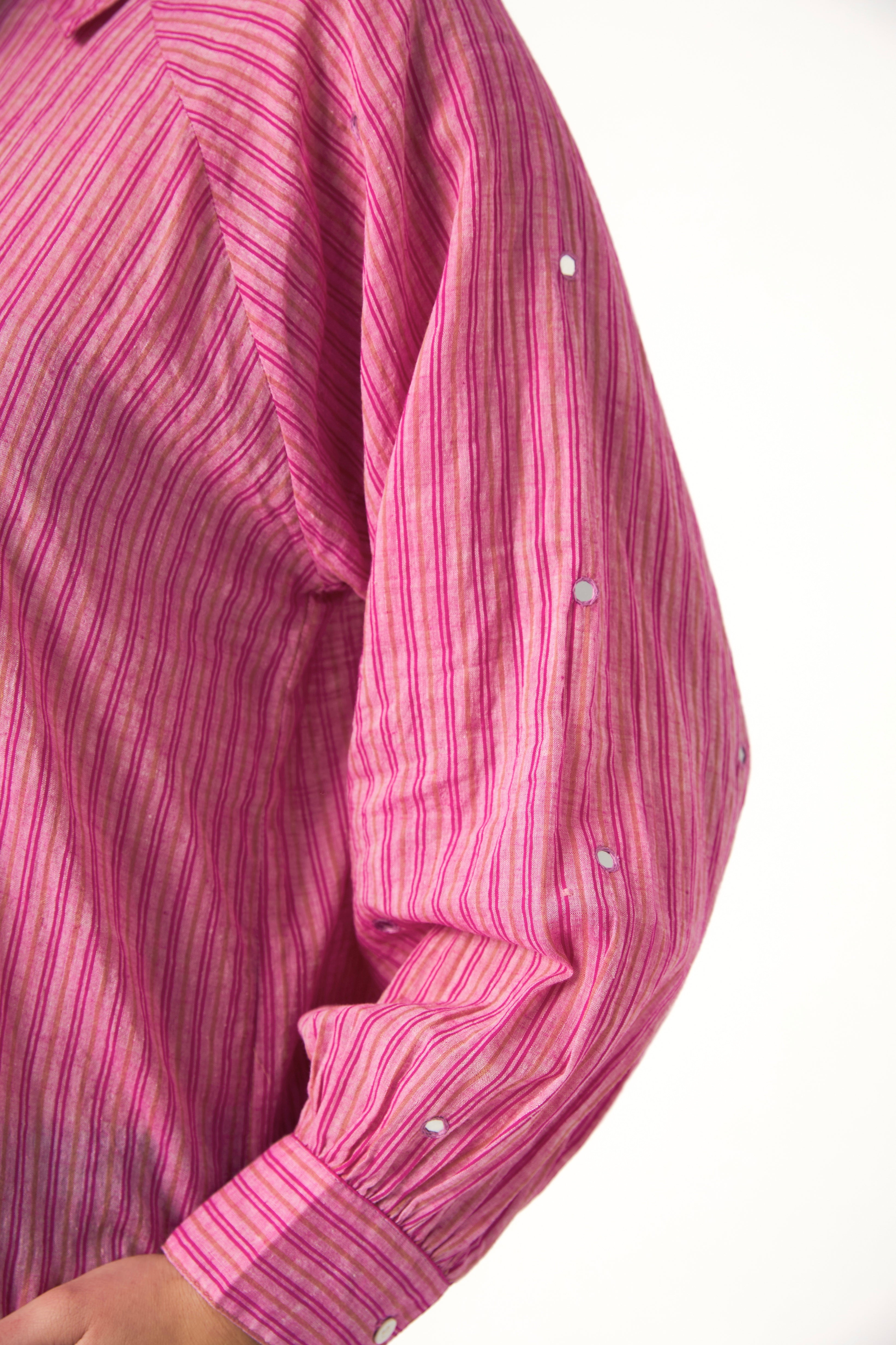 Chicosoleil Kizuna chemise rayée rose coton