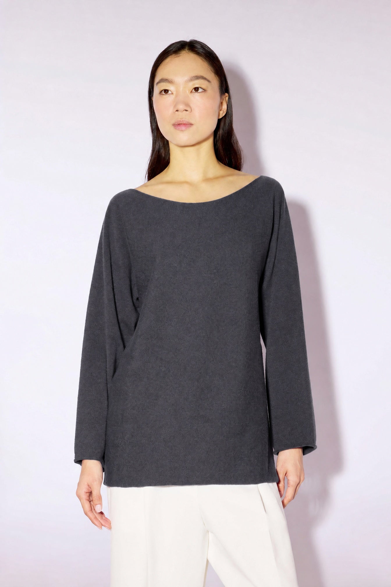 Liviana Conti Kira pull cachemire col bateau bleuette