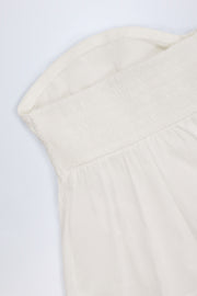 Oh Polly Alma Crop Top Bandeau Blanc Coton Noué