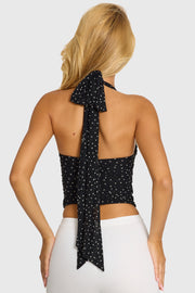 Oh Polly Tops Crop Top Myles 16673 Noir Pois Armaturé