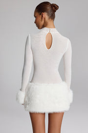 Oh Polly Belladonna 14743 mini robe blanche fourrure