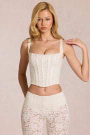 Oh Polly Cherith top corset dentelle perle crop dos lacé
