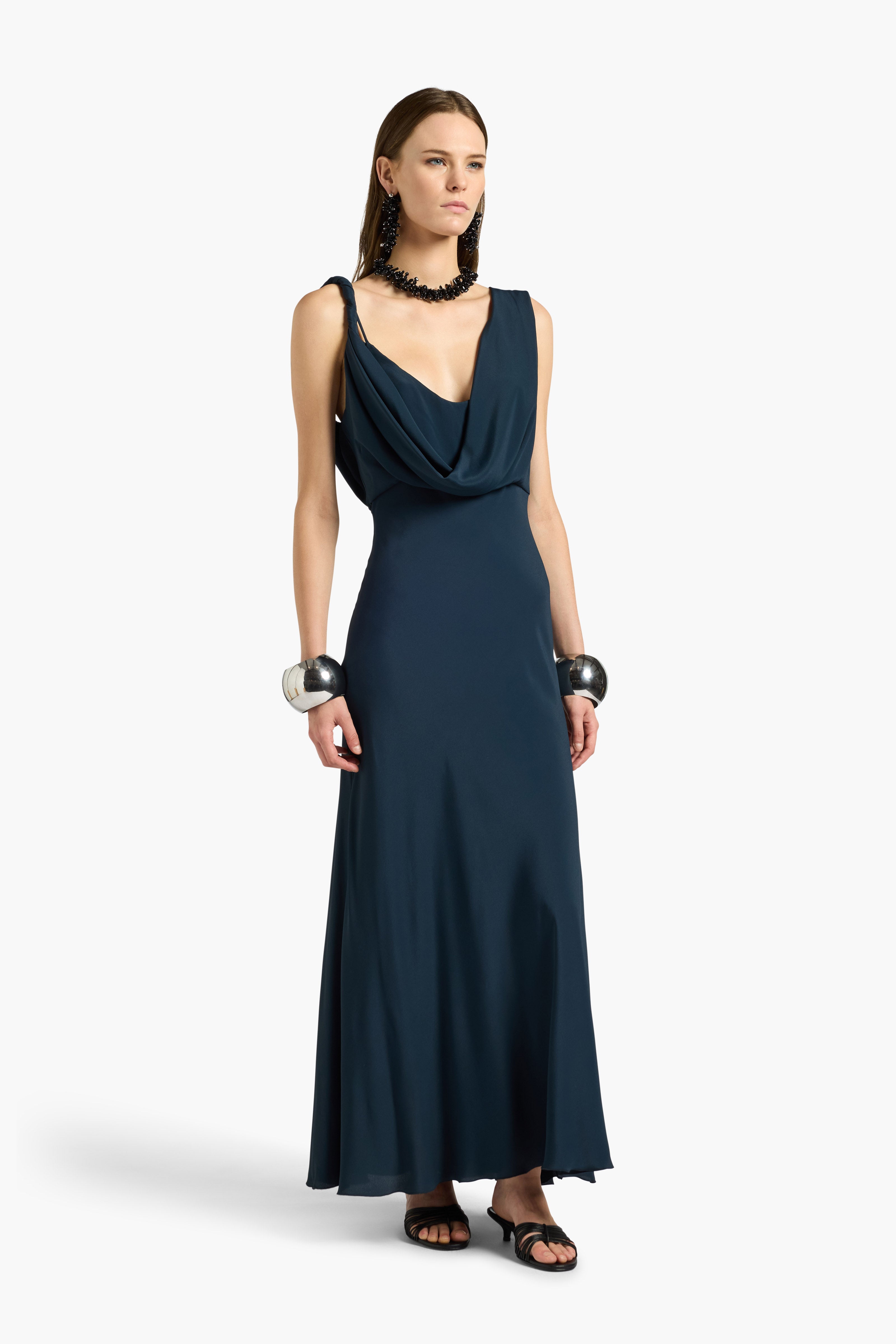 Liviana Conti Octavia robe longue bleue 38 sans manches
