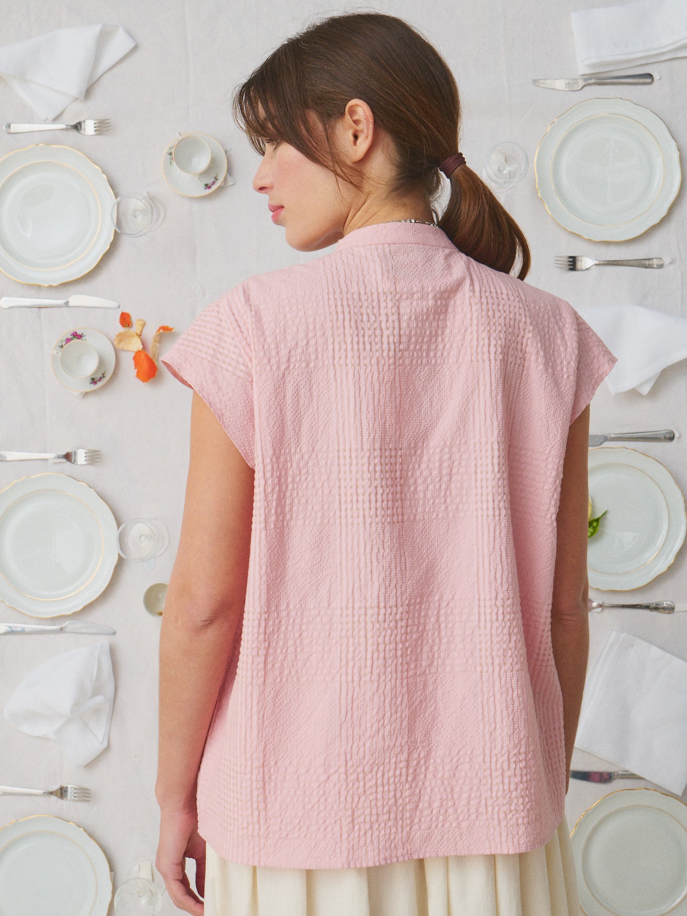 Mii Anne top coton soie rose