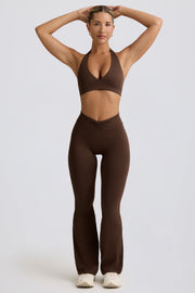 Oh Polly Bo+Tee pantalon flare pecan marl jersey