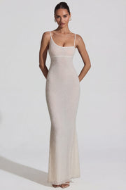 Oh Polly Embellished Robe Maxi Duhamel Blanche Perles