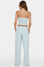 Oh Polly Ribbed Jersey Low-Rise Pantalon Menthe Rayé Taille Basse