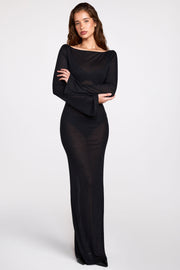 Oh Polly Frances robe maxi noire transparente dos nu