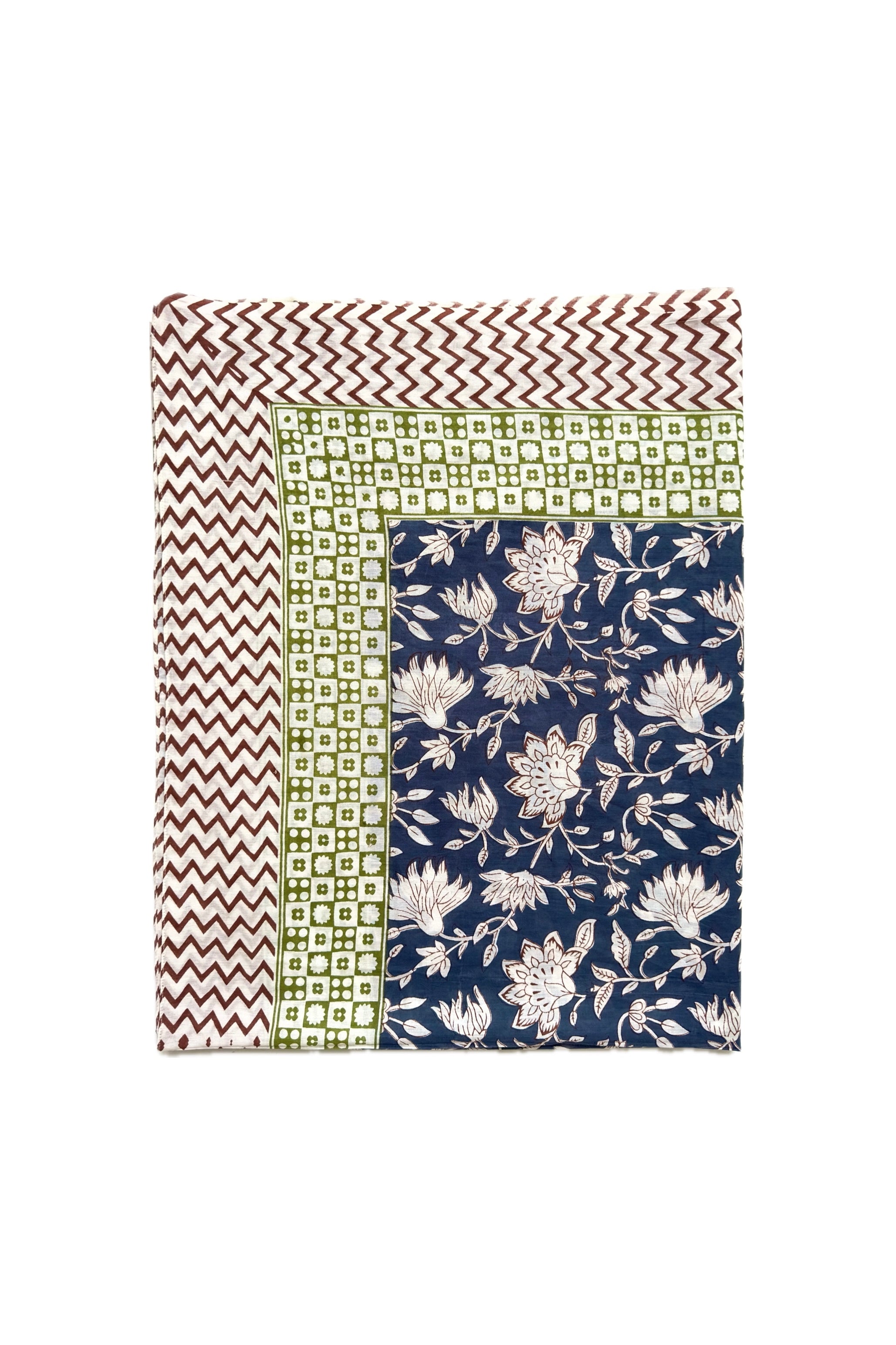Chicosoleil Paréo Batik Blue étole coton bleu floral