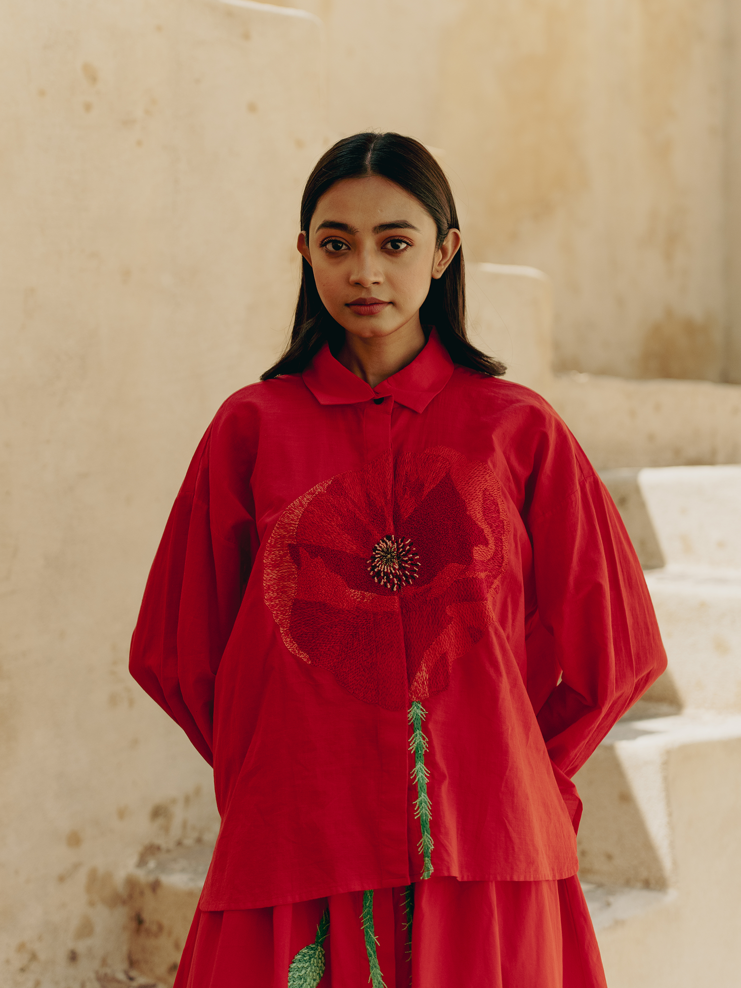 MII Les iconiques chemise Greta Coquelicot coton Khadi