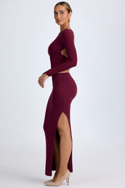 Oh Polly Carolina Jupe Maxi Wine Red Taille Basse Fendue