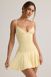 Oh Polly Dresses 14169 mini robe jaune crème modal