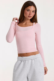 Oh Polly Tops ButterCloud Top Blush rose superposé