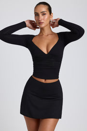 Oh Polly Solene Mini Skort Jupe-Short Noir Modal