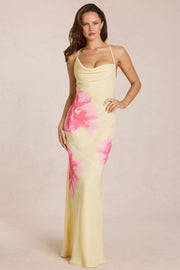 Oh Polly Dresses Fioren robe chiffon jaune floral