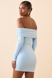 Oh Polly Oriana mini robe bleu glace modal épaules nues