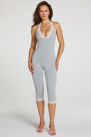 Oh Polly Jumpsuits combinaison capri grise dentelle modal