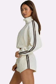 Oh Polly Woven Zip-Up Track Jacket veste coconut cropped