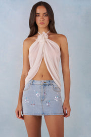 Oh Polly Virelle top ivoire col halter chiffon