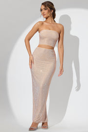Oh Polly Fausta Jupe Maxi Champagne Strass
