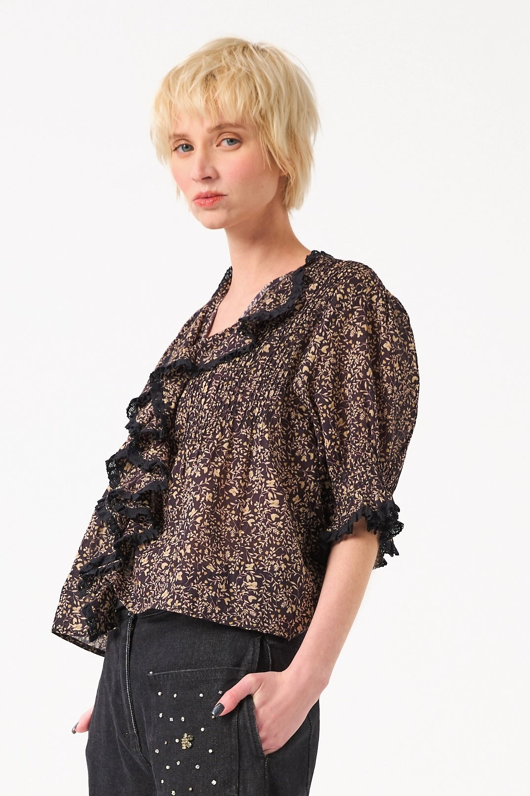 Chicosoleil Reiko chemisier coton black liberty