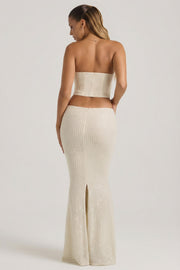 Oh Polly Saphira robe longue blanche sequins corset