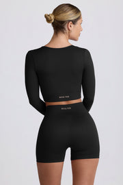 Oh Polly Super Sculpt BT2164 crop top noir manches longues sculptant