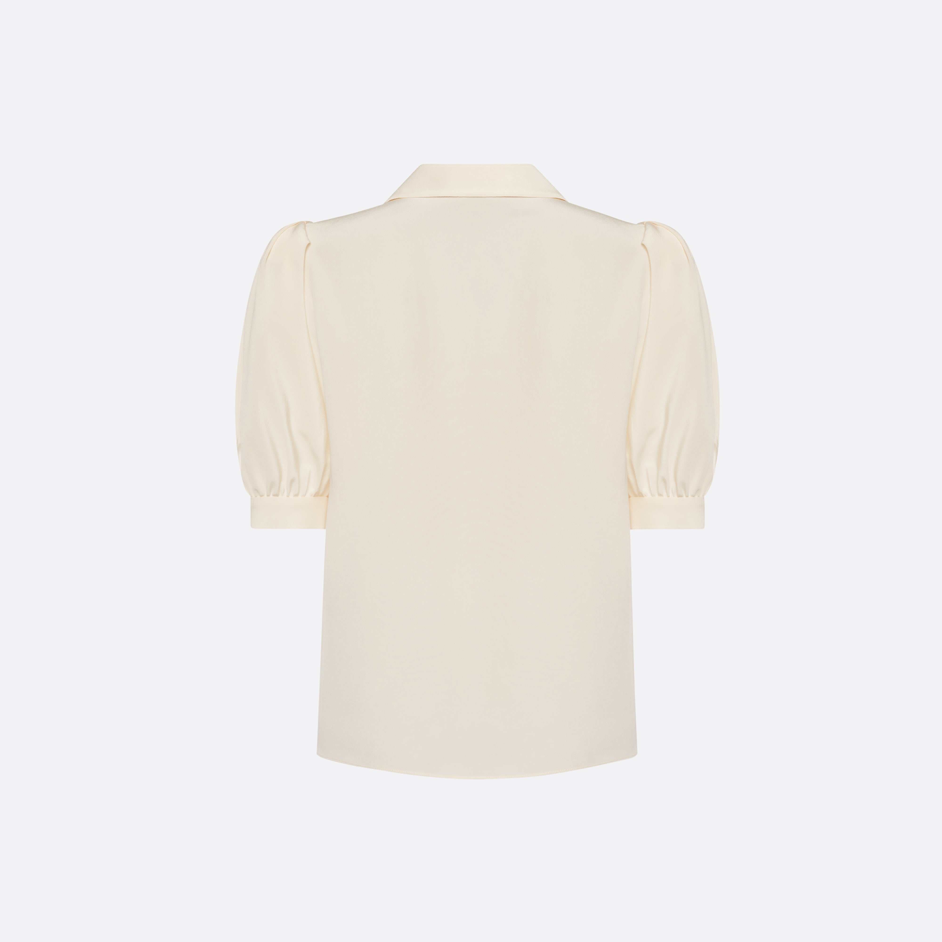 Alessandra Rich Silk Short Sleeve chemisier crème soie