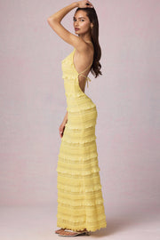 Oh Polly Tove Robe Maxi Jaune Citron Dos Nu 14224