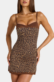 Oh Polly Timi 16582 robe mini modal dentelle léopard