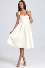 Oh Polly Marguerite Robe Midaxi Ivoire Satin Lacée