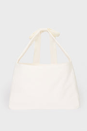 Bo+Tee Corduroy tote bag ivoire en velours côtelé à noeud
