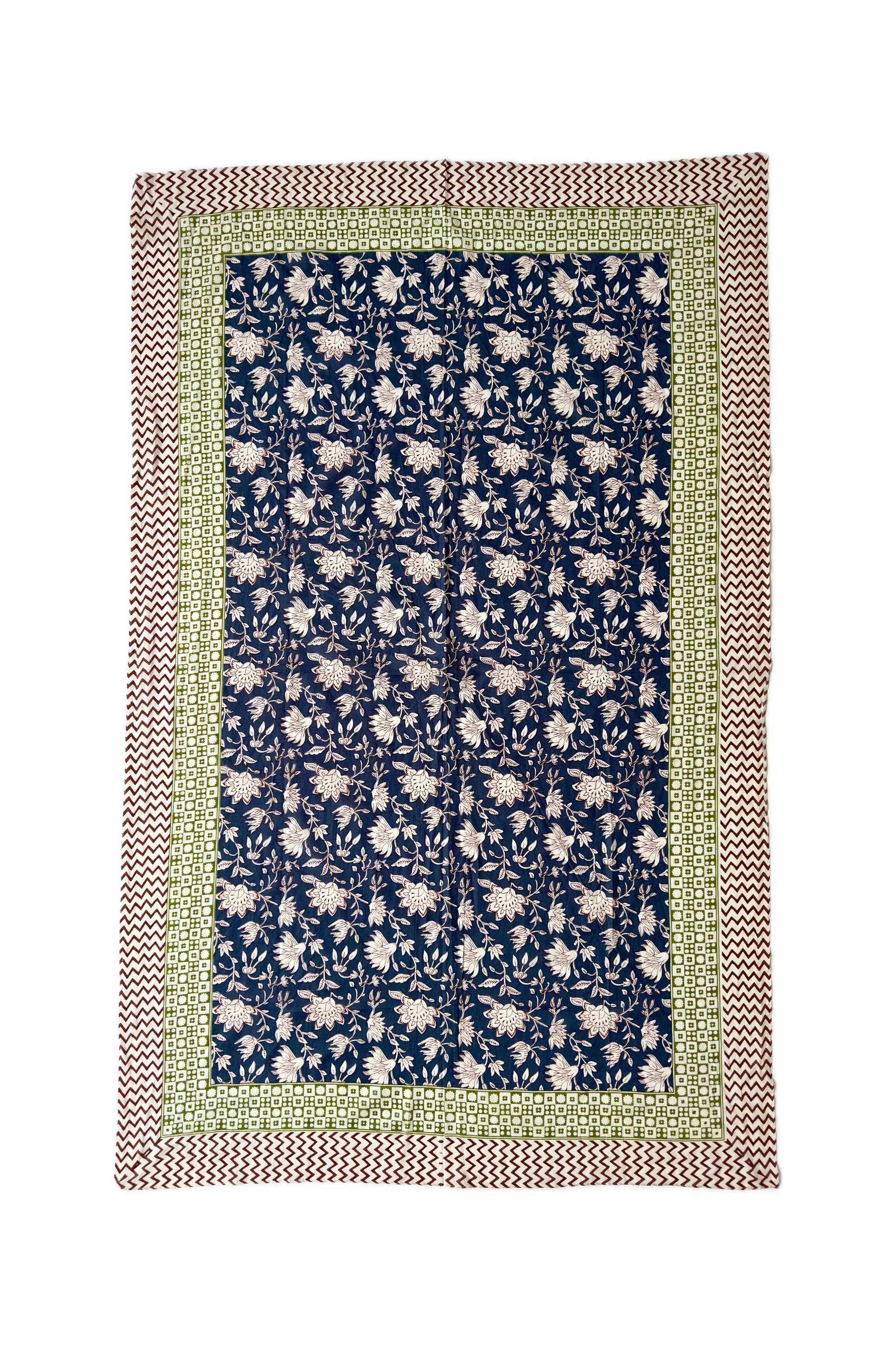 Chicosoleil Paréo Batik Blue étole coton bleu floral