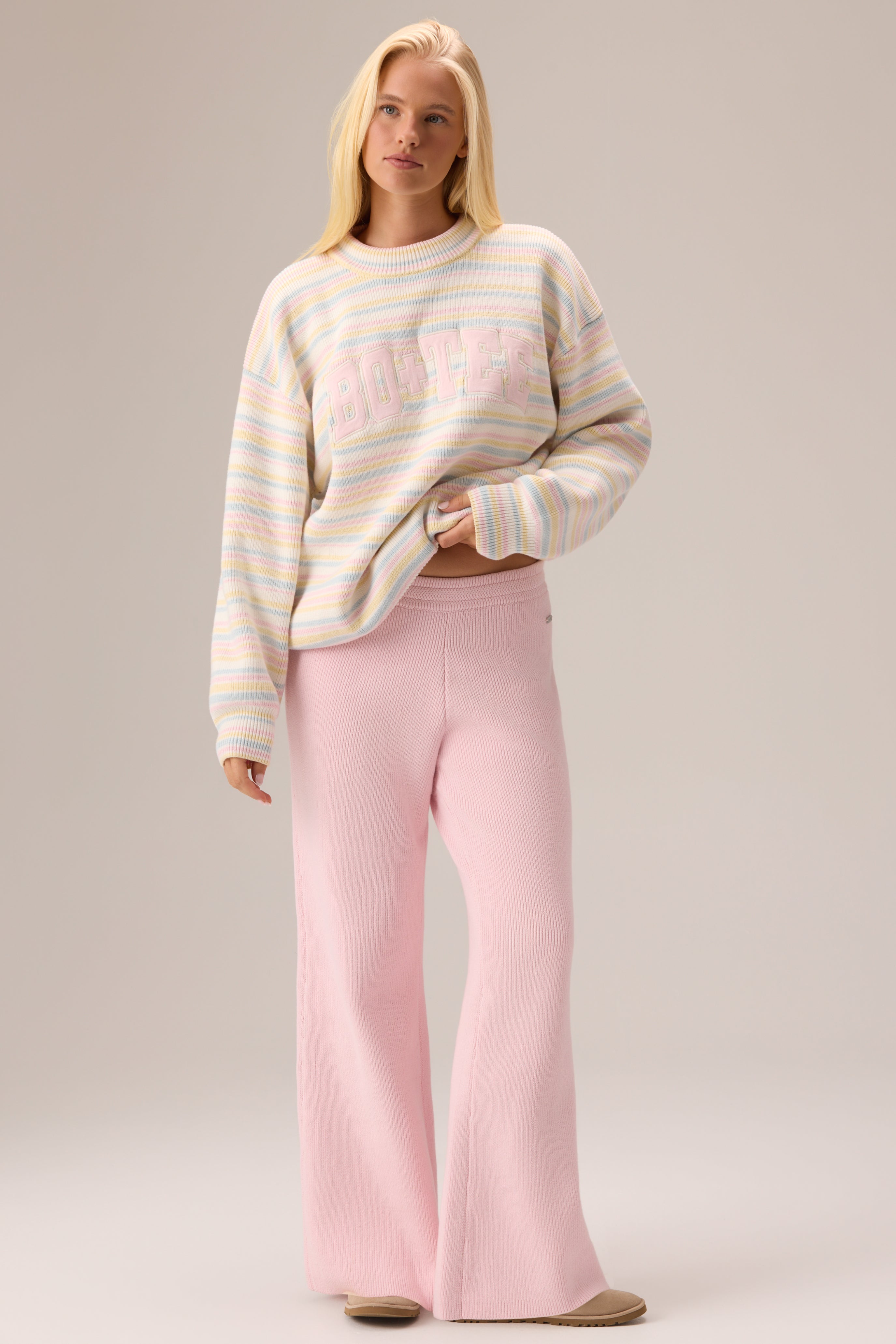 Oh Polly Bo+Tee Ribbed Knit pull oversize Confetti Stripe coton