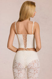 Oh Polly Cherith top corset dentelle perle crop dos lacé
