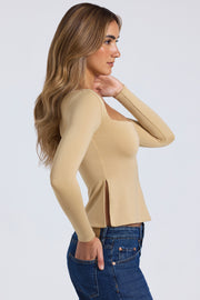 Oh Polly Fiora 8129 Top Col Cœur Sable Modal